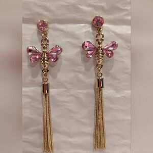 Elegant Pink Mary Kay Earrings and Gold Bee Tassel Earrings